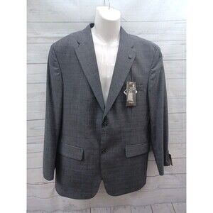 Vtg Haggar Mens Blazer Jacket Gray Charcoal Houndstooth Sz 42R Lycra NWT